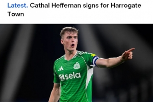 纽卡官方:U21后卫凯瑟尔·赫弗南永久转会至英乙球队哈罗盖特