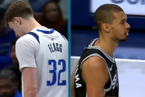 状元对决！文班开场三分3中3但早早两犯 弗拉格手感一般首节5中2