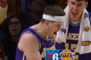 主场响起MVP喊声！里夫斯接锅超远压哨+强投连进2三分助湖人反超