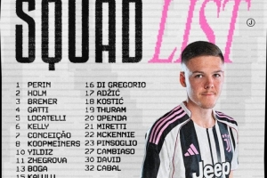 尤文公布战拉齐奥大名单：伊尔迪兹领衔锋线，博加在列